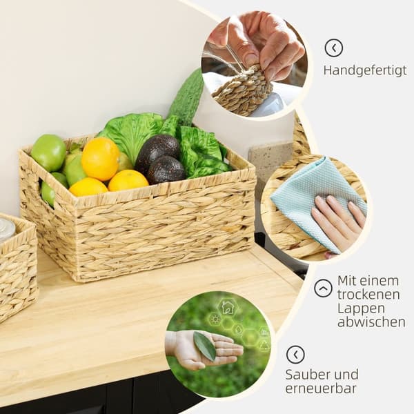 Rootz -uppsättning av 3 förvaringskorgar - arrangörer - Handwoven Crates - Hållbar metallram - 40x30x18cm, 35x25x16cm, 30x20x14cm