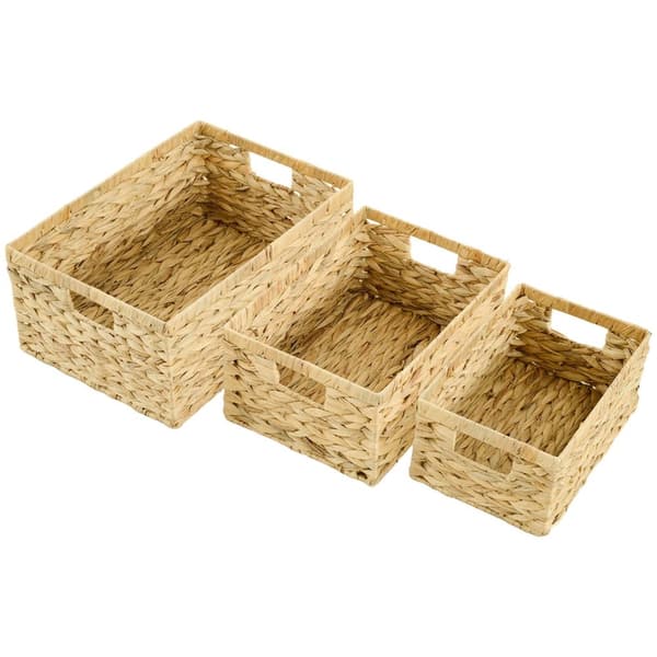 Rootz -uppsättning av 3 förvaringskorgar - arrangörer - Handwoven Crates - Hållbar metallram - 40x30x18cm, 35x25x16cm, 30x20x14cm