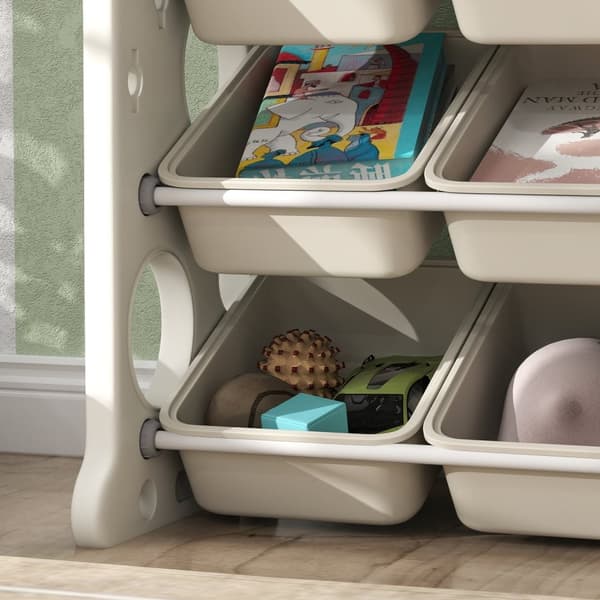 Rootz Children's 9 Bin Toy Storage Rack - Kids Organizer - Nursery Shelf - Fremme organisatoriske færdigheder - 77L X 42W X 94H CM