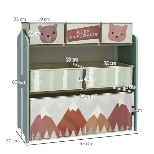 Rootzin lastenkaappi - lasten säilytysyksikkö - lastentarhan järjestäjä - parantaa organisaation taitoja - 63x30x66 cm - vihreä