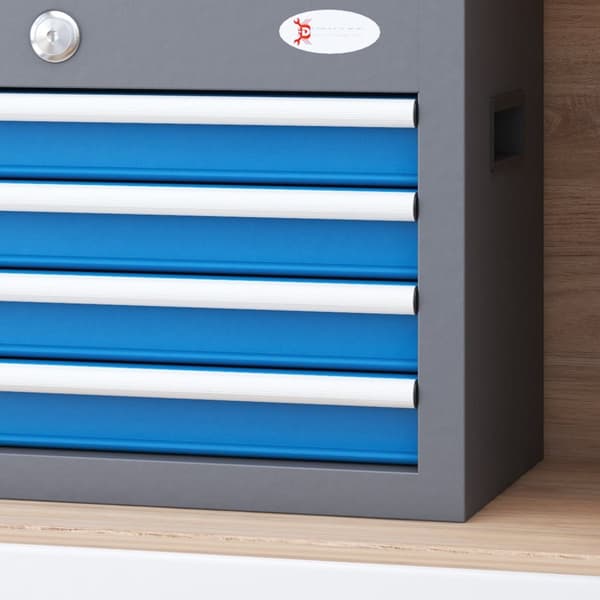Rootz Låsbar metallverktygslåda - Tool Storage - Toolbox Organizer - 4 lådor & hylla - 45L x 24,5W x 32,5H cm - Säker och bärbar