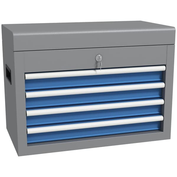 Rootz Låsbar metallverktygslåda - Tool Storage - Toolbox Organizer - 4 lådor & hylla - 45L x 24,5W x 32,5H cm - Säker och bärbar
