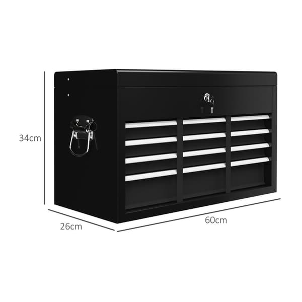 Rootz Tool Box - Lockable Organizer - Steel Tool Chest - Holdbar opbevaring med EVA Mats - 60x26x34cm, sort