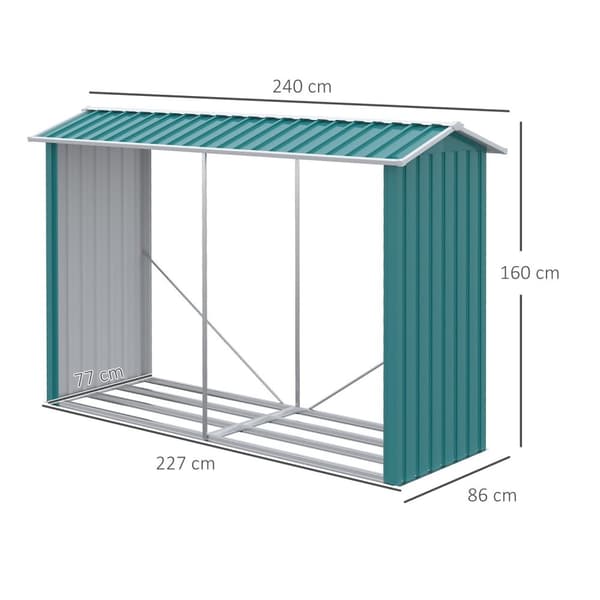 Rootz Wood Storage til brænde - Log Holder - Brændestativ - Fugtreducerende - 240 cm x 86 cm x 160 cm