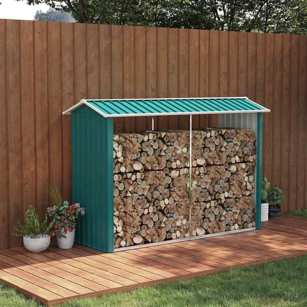 Rootz Wood Storage til brænde - Log Holder - Brændestativ - Fugtreducerende - 240 cm x 86 cm x 160 cm