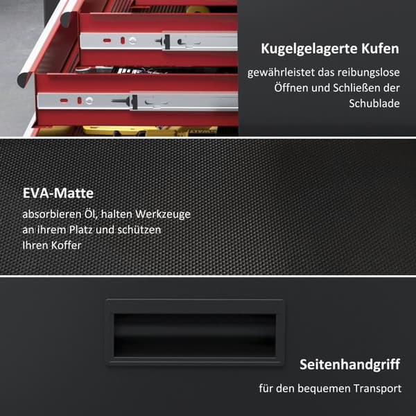 Rootz Rollable Tool Cabinet - Workshop Trolley - Tool Storage Chest - Låsbar metalldesign - 45L X 24W X 33H CM, 60L X 28W X 72H CM