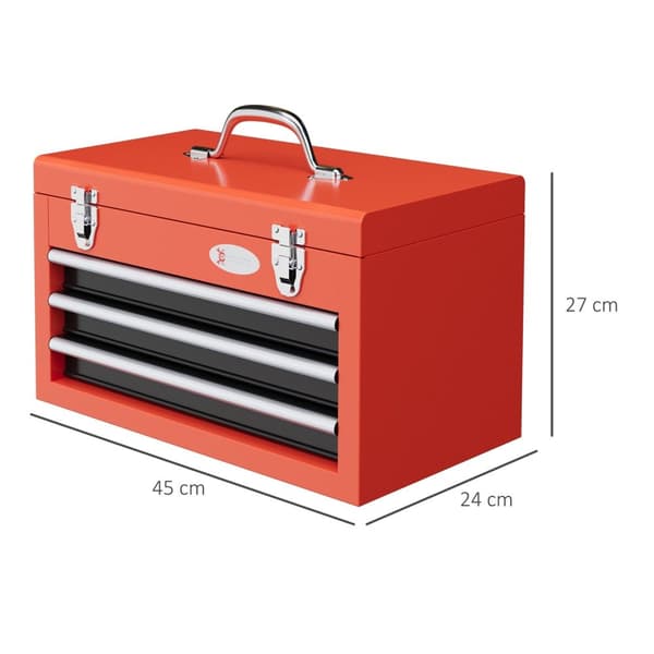 Rootz Tool Box med skuffer - værktøjssag - Opbevaringsarrangør - holdbart stål - 45 x 24 x 27 cm - Maksimal stabilitet