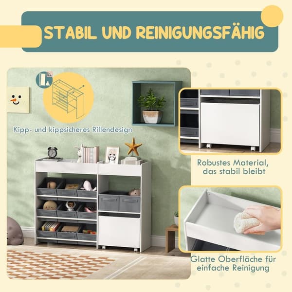 Rootz Kids Storage Rack - Toy Cabinet - Arrangörshyllan - främjar stidighet - 105L x 30W x 80H cm
