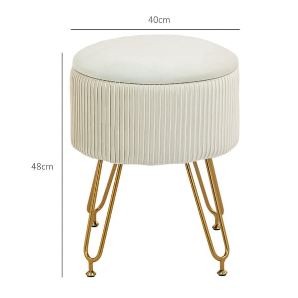 Rootz 2 i 1 opbevaring afføring - Fodstøtte - Sidebord - Rumbesparelse, 13,5L Opbevaring, fløjlsstof, Ø40 x 48H cm