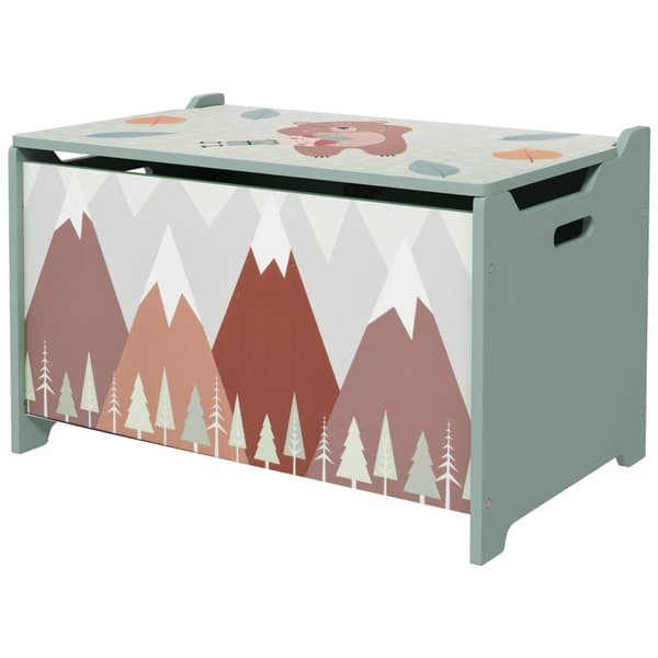 Rootz Storage Box Toy Chest - Toy Organizer - Børneopbevaring - Sikkerheds hængsel - 60L X 37W X 39H CM - Sødt grønt dyr design