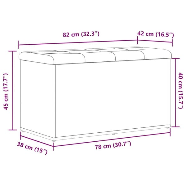 vidaXL Säilytyspenkki Musta Tammi 80x40x45 cm Keinotekoinen Puu