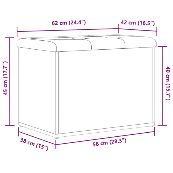 vidaXL Säilytyspenkki Musta Tammi 60x40x45 cm Tekninen Puu