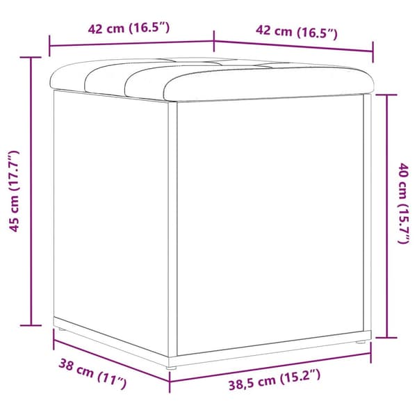 vidaXL Säilytyspenkki Musta Tammi 40x40x45 cm Keinotekoinen Puu