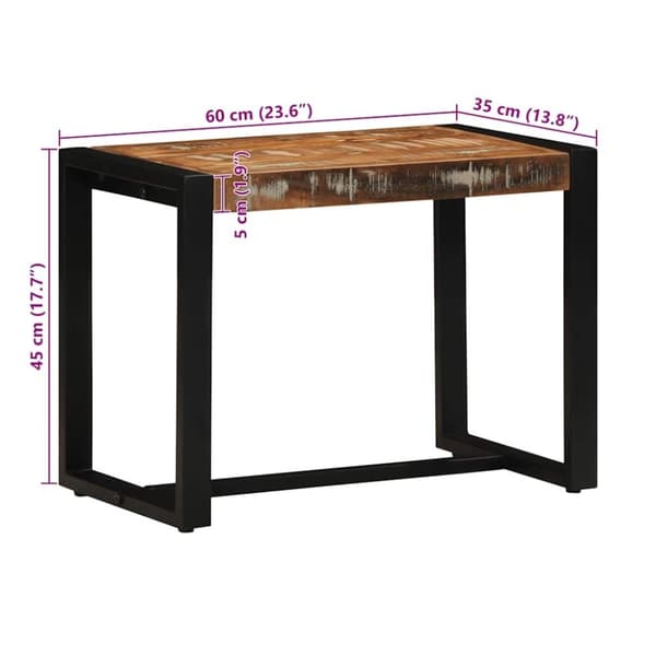 vidaXL Benk flerfarget 60x35x45 cm gjenvunnet heltre