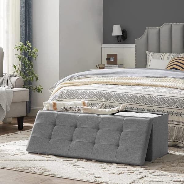 Sittbänk, SONGMICS, 110 x 38 x 38 cm, Ljusgrå