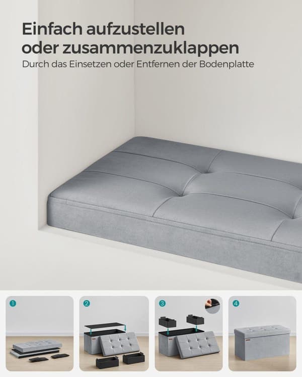 Sittbänk, SONGMICS, 76x38 cm, Grå