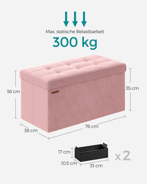 Sittbänk, SONGMICS, 76x38 cm, Rosa