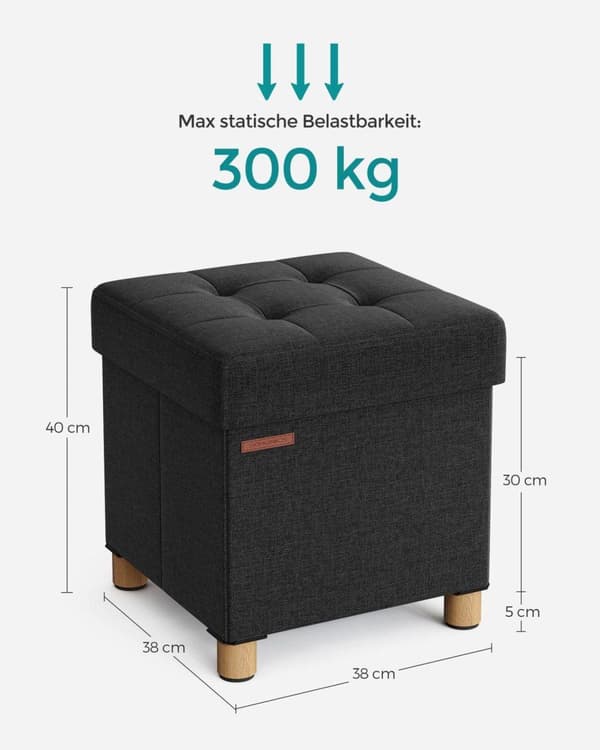 Sittkista, SONGMICS, 38x38x40 cm, Svart