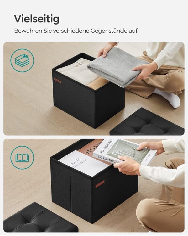 Siddebank, SONGMICS LSF77G, 110x38x38 cm, Sort
