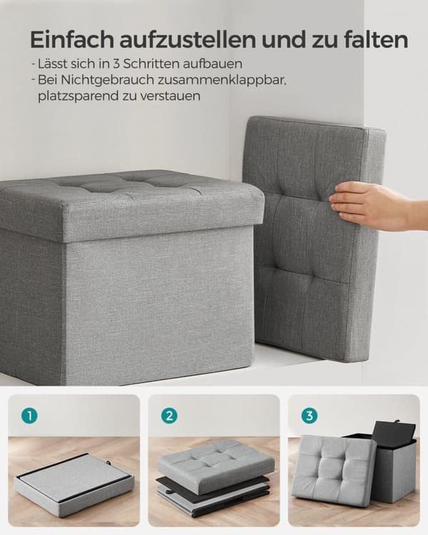 Sittbänk, SONGMICS LSF77G, 110x38x38 cm, Grå