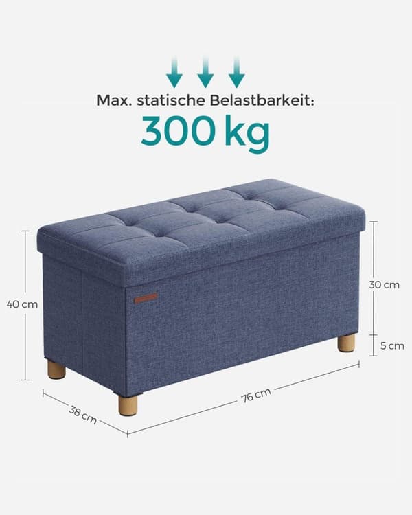 Siddeafføring, SONGMICS LSF16GYZ, 76x38x40 cm, Lys denimblå