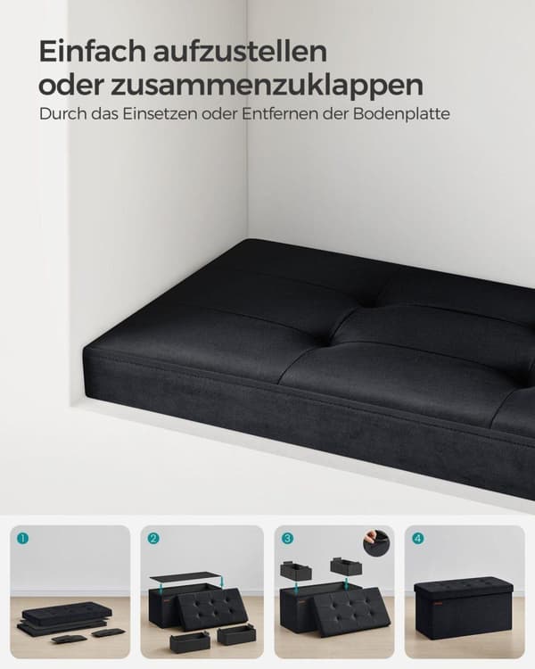 Sittbänk, SONGMICS, 38x76x38 cm, Svart