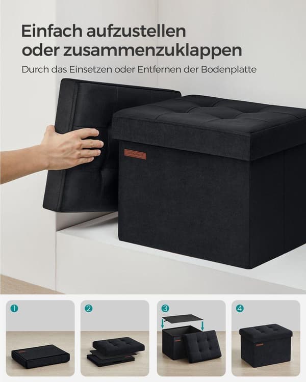 Sitzbank, SONGMICS, 41x31 cm, Sort