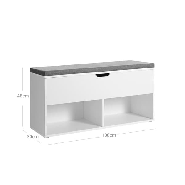 Sitzbank, VASAGLE, 100x30x48 cm, Hvid