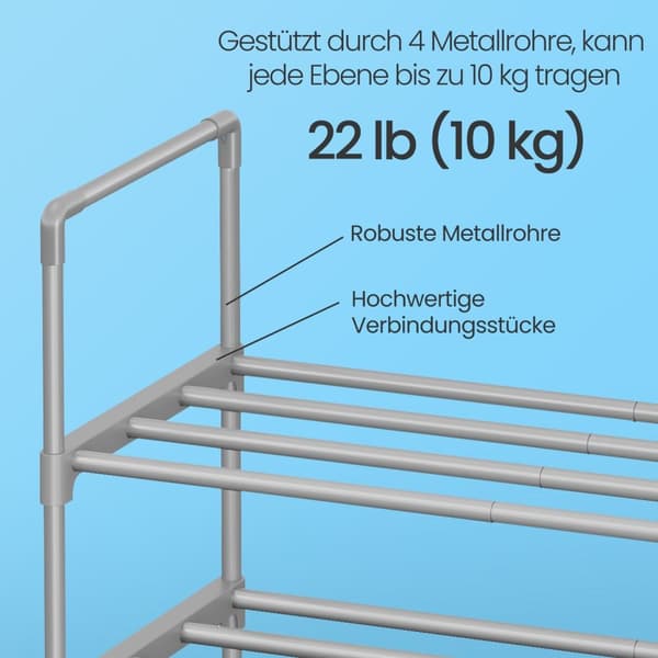 Sko rack-3-lag metal sko rackstackbar og robust-sort