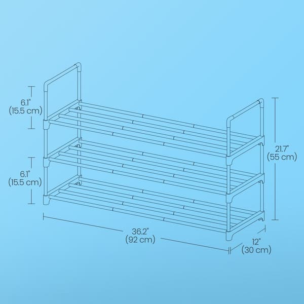 Sko rack-3-lag metal sko rackstackbar og robust-sort