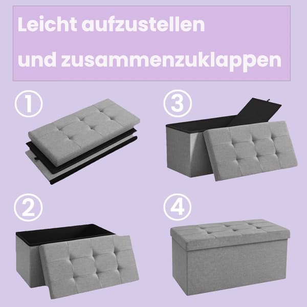 Soffa med lagringsutrymme - 38 x 76 x 38 cm - sätesbox - multifunktionell