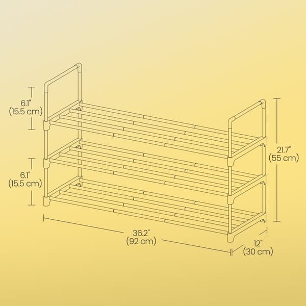 Sko rack-3-lag metal sko rackstackbar og robust-sort