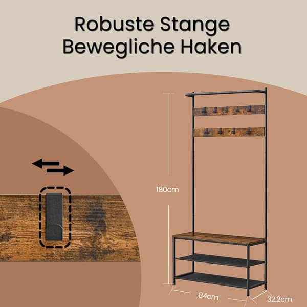 Frakke rack sæt - garderobe med skobænk og tøjstativ