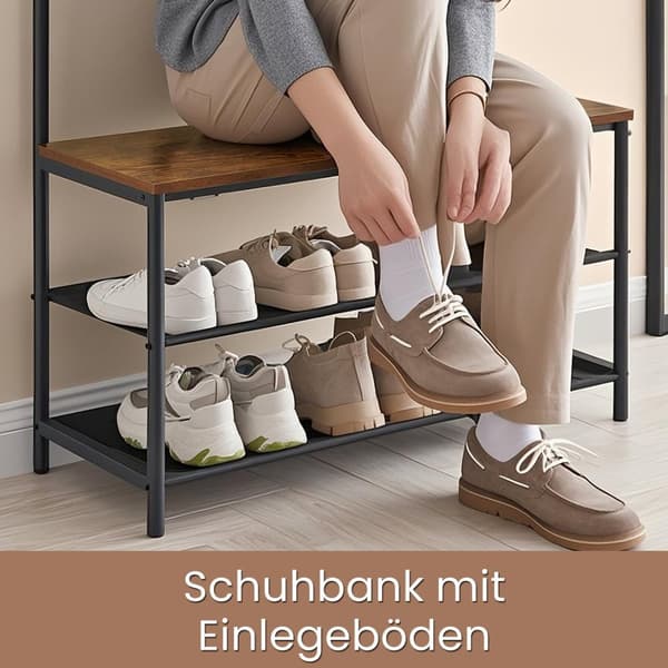 Frakke rack sæt - garderobe med skobænk og tøjstativ