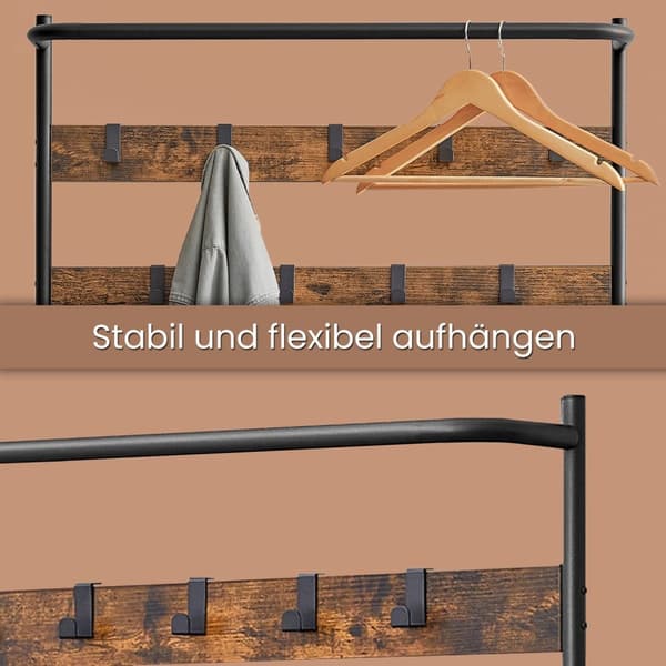 Frakke rack sæt - garderobe med skobænk og tøjstativ