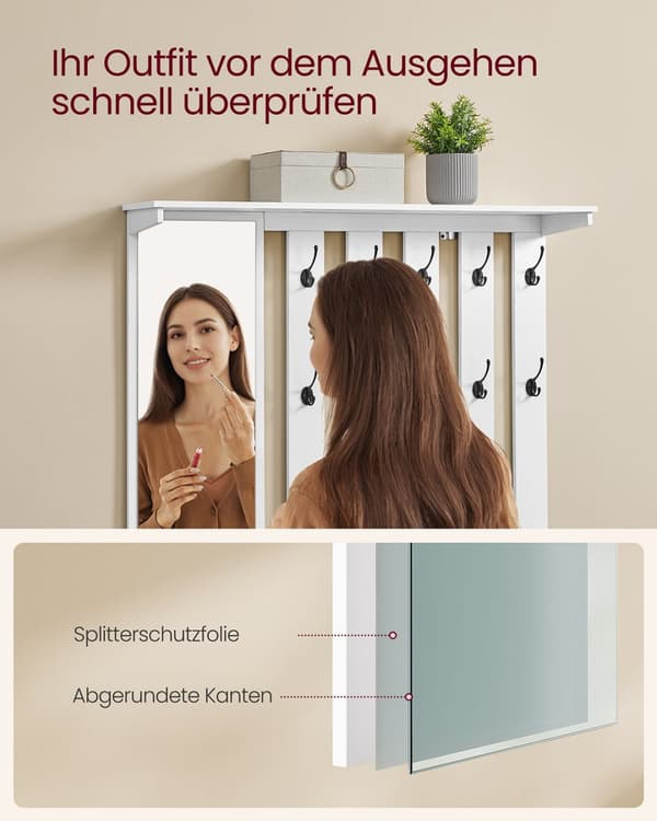 VASAGLE Skobänk Väggrock Rack Set, LSC010W01, 102x52 cm, Vit