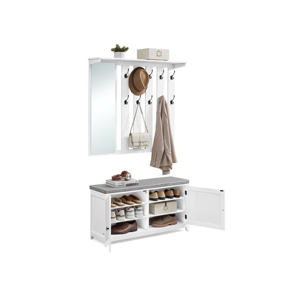 VASAGLE Skobänk Väggrock Rack Set, LSC010W01, 102x52 cm, Vit