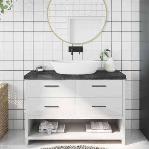 Bänkskiva badrum mörkbrun 120x40x(2-6) cm behandlat massivt trä