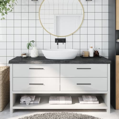 Bänkskiva badrum mörkbrun 160x50x(2-6) cm behandlat massivt trä
