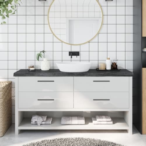Bänkskiva badrum mörkbrun 160x40x(2-6) cm behandlat massivt trä
