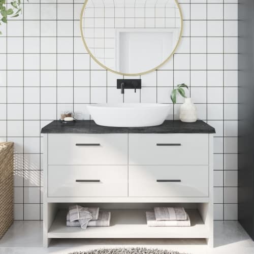 Bänkskiva badrum mörkbrun 120x50x(2-4) cm behandlat massivt trä