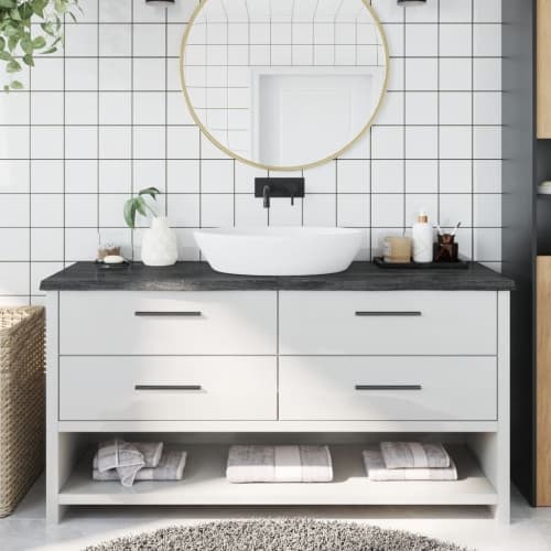 Bänkskiva badrum mörkbrun 160x50x(2-4) cm behandlat massivt trä