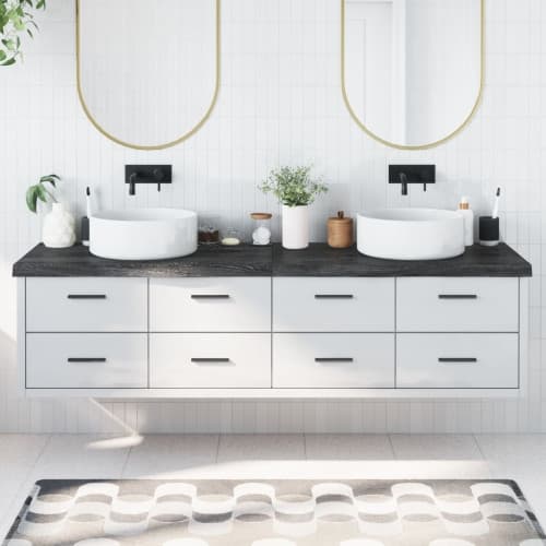 Bänkskiva badrum mörkbrun 200x50x(2-6) cm behandlat massivt trä