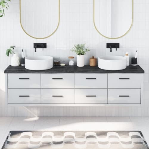 Bänkskiva badrum mörkbrun 200x40x(2-4) cm behandlat massivt trä