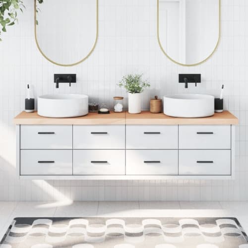 Bänkskiva för badrum 180x50x(2-6) cm obehandlat massivt trä