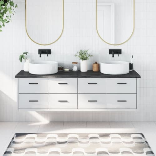 Bänkskiva badrum mörkbrun 180x60x(2-4) cm behandlat massivt trä