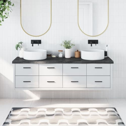 Bänkskiva badrum mörkbrun 180x60x(2-6) cm behandlat massivt trä