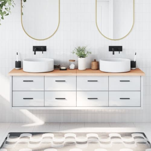 Bänkskiva för badrum 180x50x(2-4) cm obehandlat massivt trä