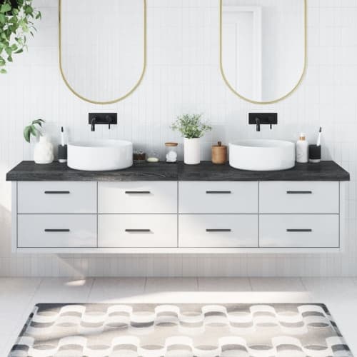 Bänkskiva badrum mörkbrun 220x60x(2-6) cm behandlat massivt trä