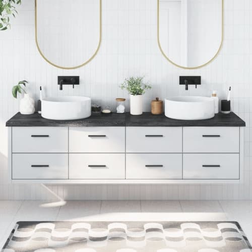Bänkskiva badrum mörkbrun 200x50x(2-4) cm behandlat massivt trä